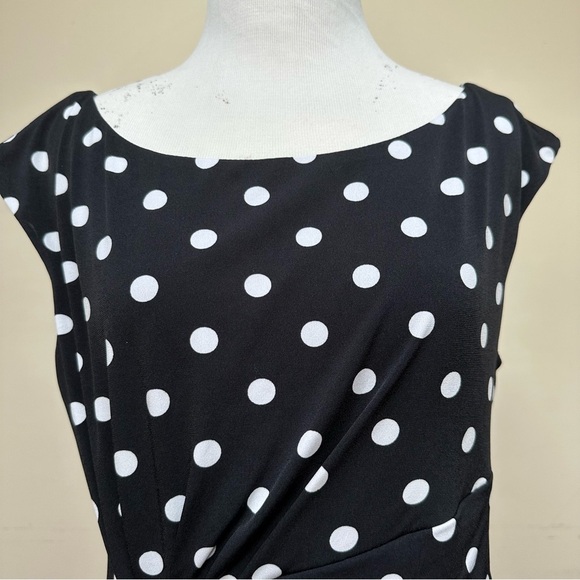 Connected Apparel polka dot black & white midi dress size 10 - Picture 2 of 7